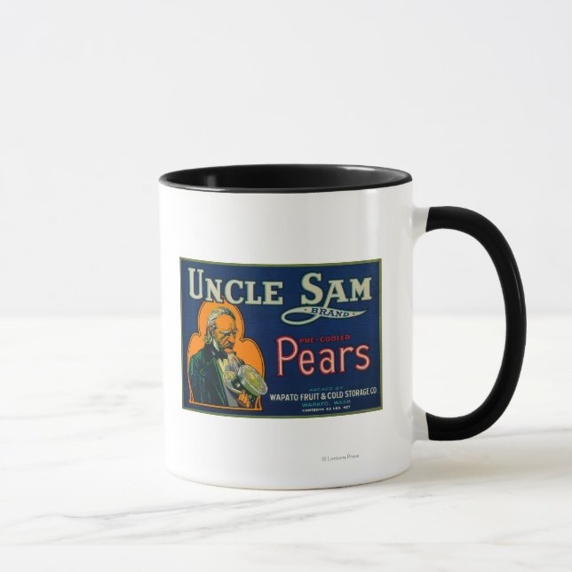 Caneca Tio Sam Pear Crate LabelWapato, WA (Direita)