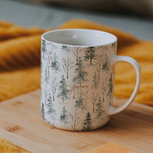 Caneca Típica Dourada de padrão das árvores de inverno