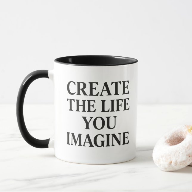 Caneca Tipografia - Crie A Vida Que Você Imagina (Com Donut)