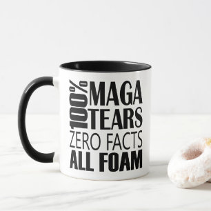 Caneca Tipografia das lágrimas brancas pretas anti-MAGA