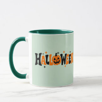 Caneca Tipografia de Abóbora de Halloween Assustadorament