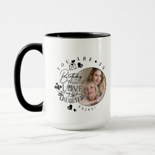 Caneca Tipografia de Aniversário de Filha Moderna e Elega