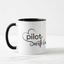 Caneca Tipografia de esposa piloto e avião simples, minim