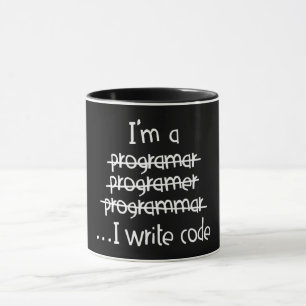 Caneca Tipografia de Humor de Programador Eu Escrevo Códi
