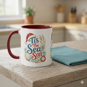 Caneca Tipografia de Natal Costeiro É a Temporada do Mar