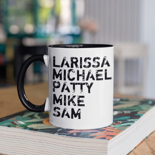 Caneca Tipografia de Nomes de Famílias Na moda Branco Pre