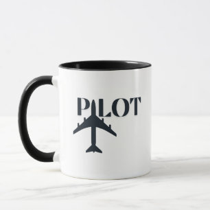 Caneca Tipografia de Piloto & Avião,Simples,Minimalista