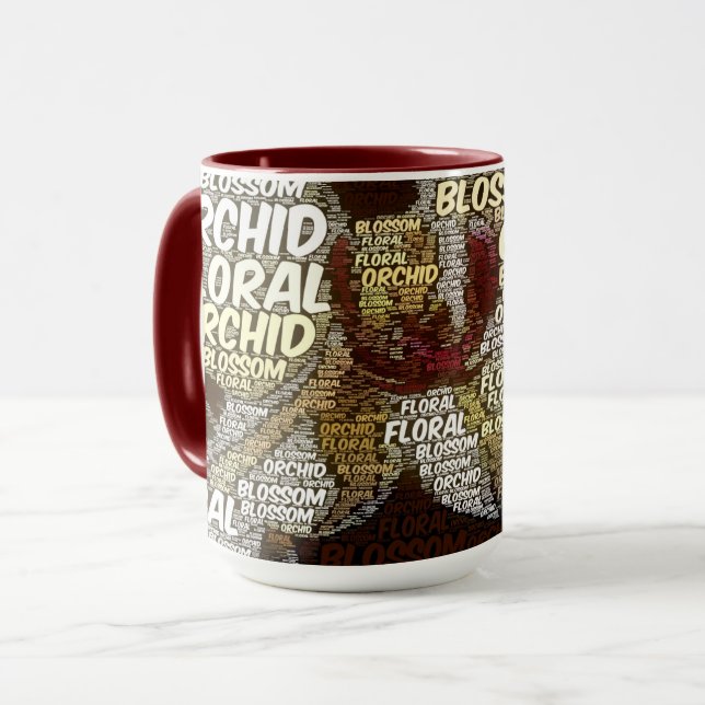 Caneca Tipografia Do Flor Orquídea Sobre Marsala (Frente Esquerda)