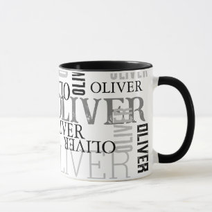 Caneca Tipografia em relevo e branco