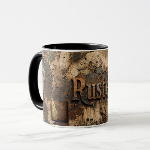 Caneca Tipografia Enferrujada na Parede Industrial Grunge