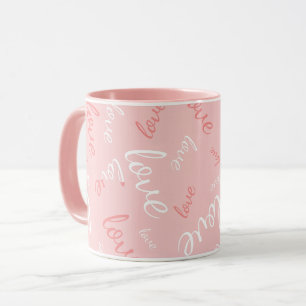 Caneca Tipografia manuscrita de amor rosa Romântico