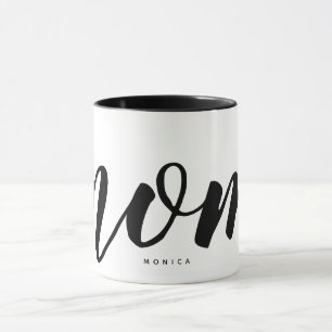 Caneca Tipografia Mínima Branca e Preta