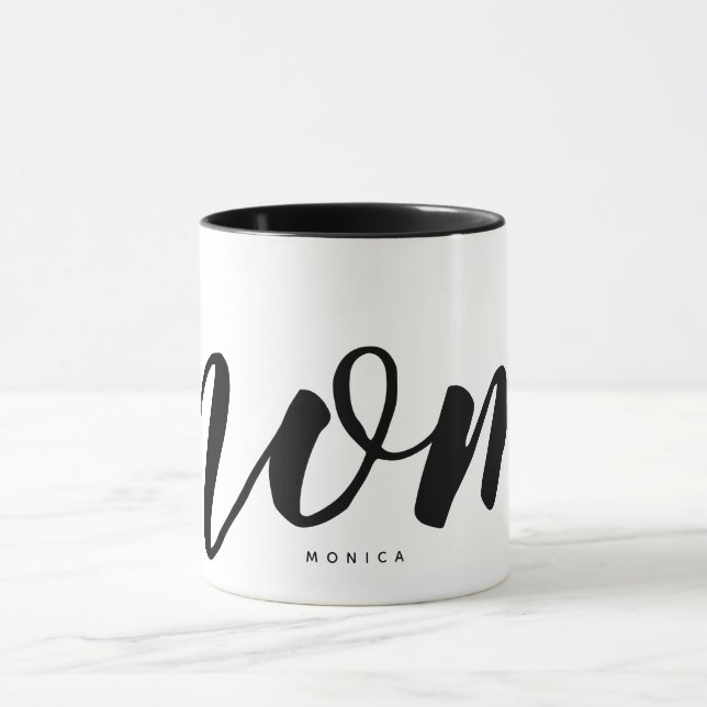 Caneca Tipografia Mínima Branca e Preta (Centro)