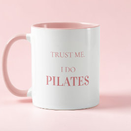 Caneca Tipografia Moderna Citação Divertida Pilates Rosa