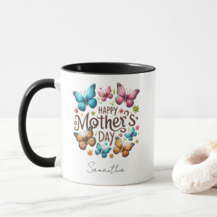 Caneca Tipografia Moderna Feliz Dia das Mães Nome Persona