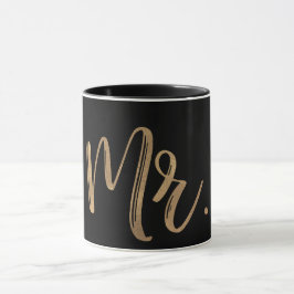 Caneca Tipografia Moderna Minimalista Dourada e Preta SR.