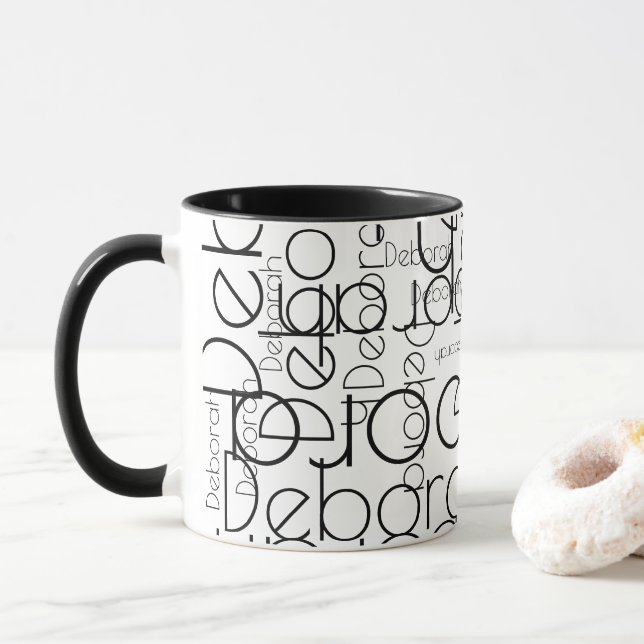 Caneca Tipografia moderna - Retro preto e branco (Com Donut)