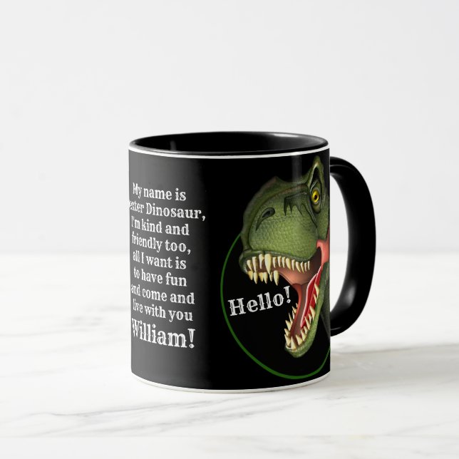 Caneca Tiranossauro Personalizado Rex Dinossauro (Frente Esquerda)