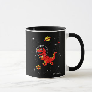 Caneca Tiranossauro vermelho Rex Dinos no espaço