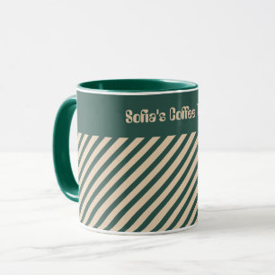 Caneca Tiras Cruzadas de Cerco Verde Moderno Simples