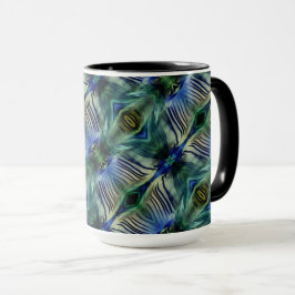 Caneca Tiras transversais curvas, em verde e azul