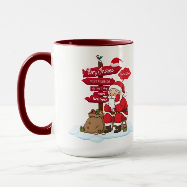 Caneca Tired Santa 15 oz Combo Mug Distinctive Gift (Esquerda)