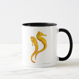 Caneca Tiro de dois cavalos de mar em um fundo branco