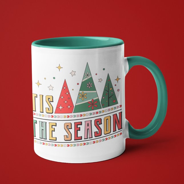 Caneca Tis The Season Modern Christmas Typografia (Criador carregado)