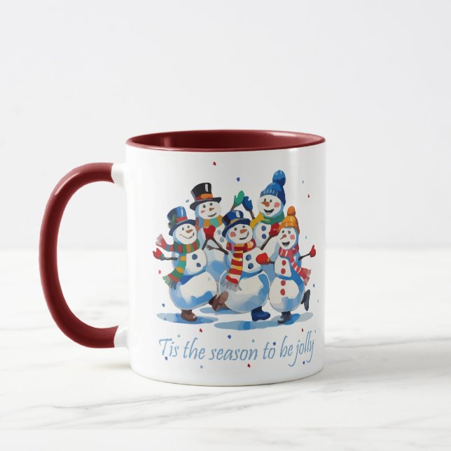Caneca Tis the Season to be Jolly Dancing Jolly Snowmen (Esquerda)