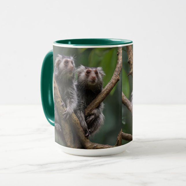 Caneca Titãs Pequenos Marmoset Entre Os Ramos, (Frente Esquerda)