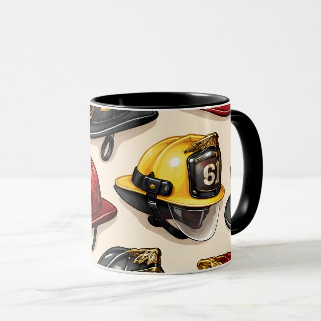 Caneca Título padrão de capacete de bombeiro departamento (Frente Esquerda)