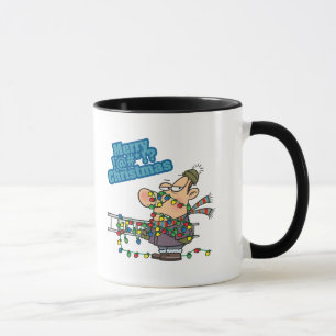 Caneca Tocado em luzes feliz bipando cartoon de natal