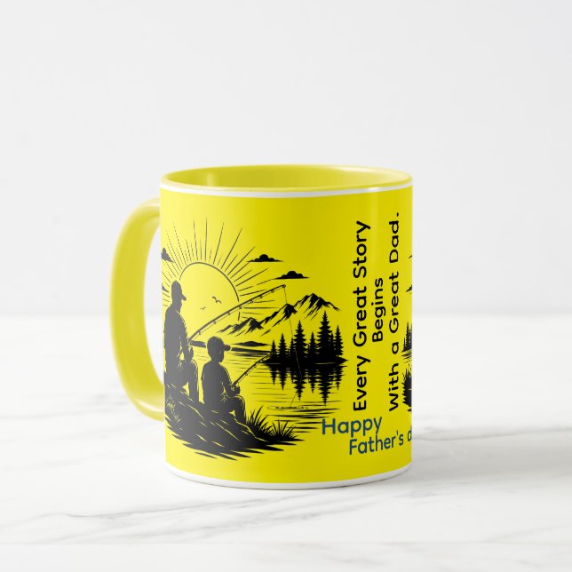 Caneca Toda Grande História Começa Com um Grande Pai. (Frente Esquerda)