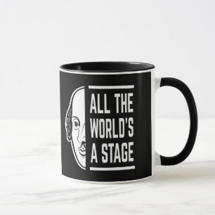 Caneca Todo o Mundo é um Palco Citação de Shakespeare The
