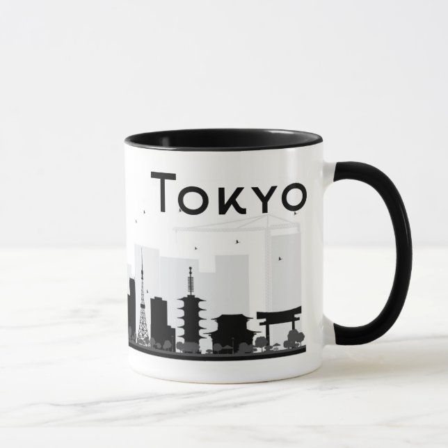 Caneca Tokyo, Japão skyline preta & branca de | da cidade (Direita)