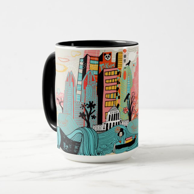 Caneca Tokyo tirado mão Japão (Frente Esquerda)