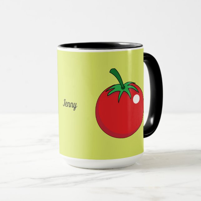 Caneca Tomate Vermelho | Adicione seu nome ou texto (Frente Esquerda)