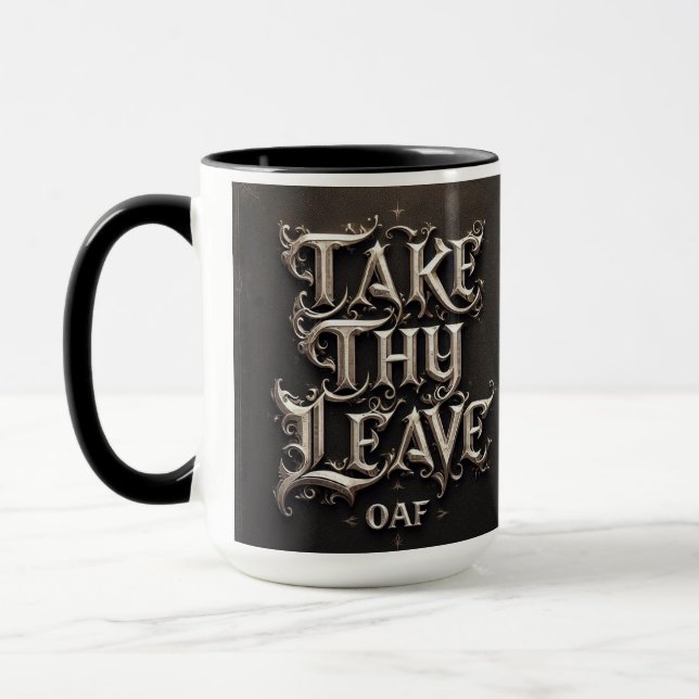 Caneca "Tome Sua Licença, Oaf" Taça Média De Café (Esquerda)