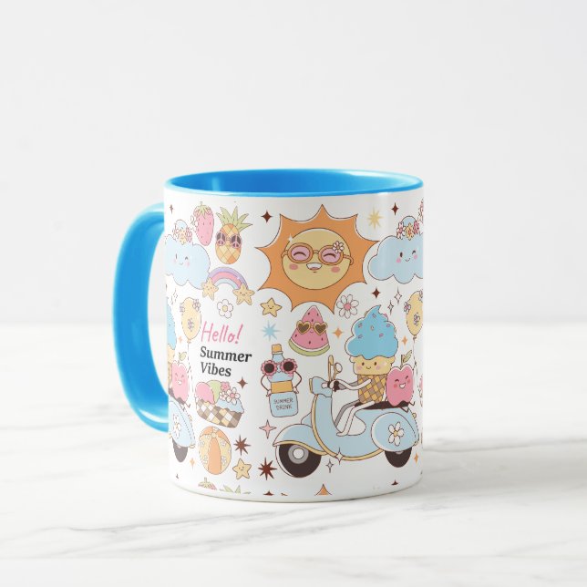 Caneca Tons Pastéis de Verão (Frente Esquerda)
