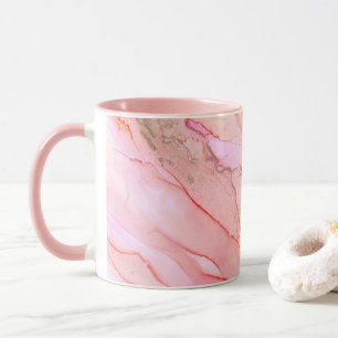 Caneca Tons rosa em nuvens de tinta com Dourado