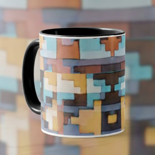 Caneca Tons Terrosos Abstratos Inspirados no Sudoeste