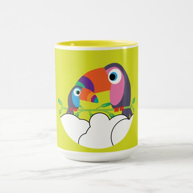 Caneca Toque bonito | Toucans de amor | Aves Engraçadas M (Centro)