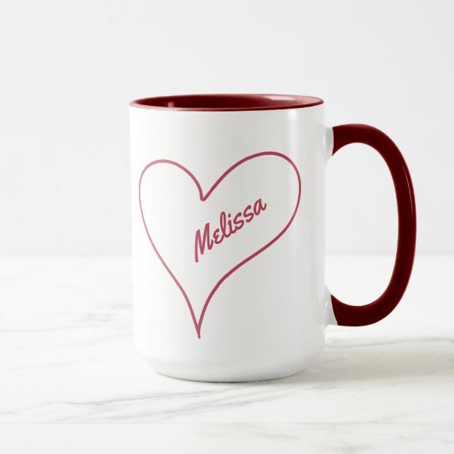 Caneca Toques personalizados de nome simples do coração (Direita)