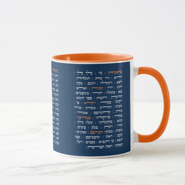 Caneca Torah Parshiot Parshas Leituras Semanais em Hebrai (Direita)