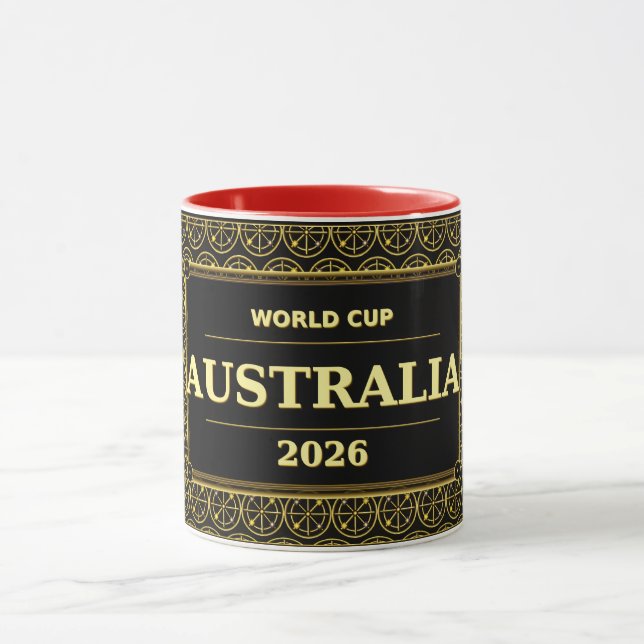 Caneca Torcida de Futebol da Austrália 2026 Luxo em Preto (Centro)