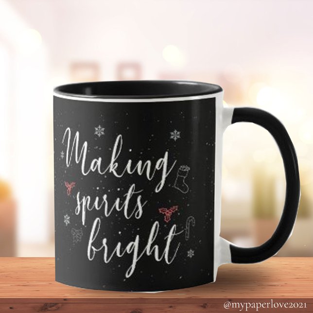Caneca Tornando Espíritos Brilhantes Preto Branco Fofo Na (Criador carregado)