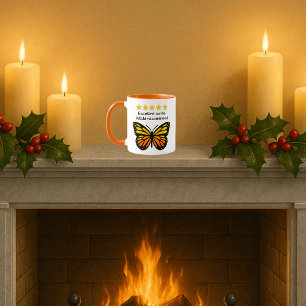 Caneca Tornar borboleta de texto personalizada