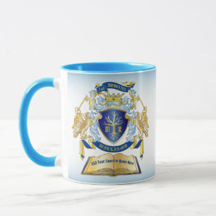 Caneca Tornar Sua Própria Chave Emblem Tree Book Dourada