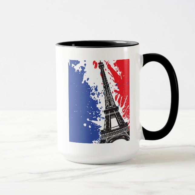 Caneca Torre Eiffel | bandeira do Grunge de Paris, France (Direita)