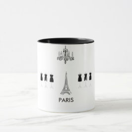 Caneca Torre Eiffel Branca e Negra Francesa Paris Themed